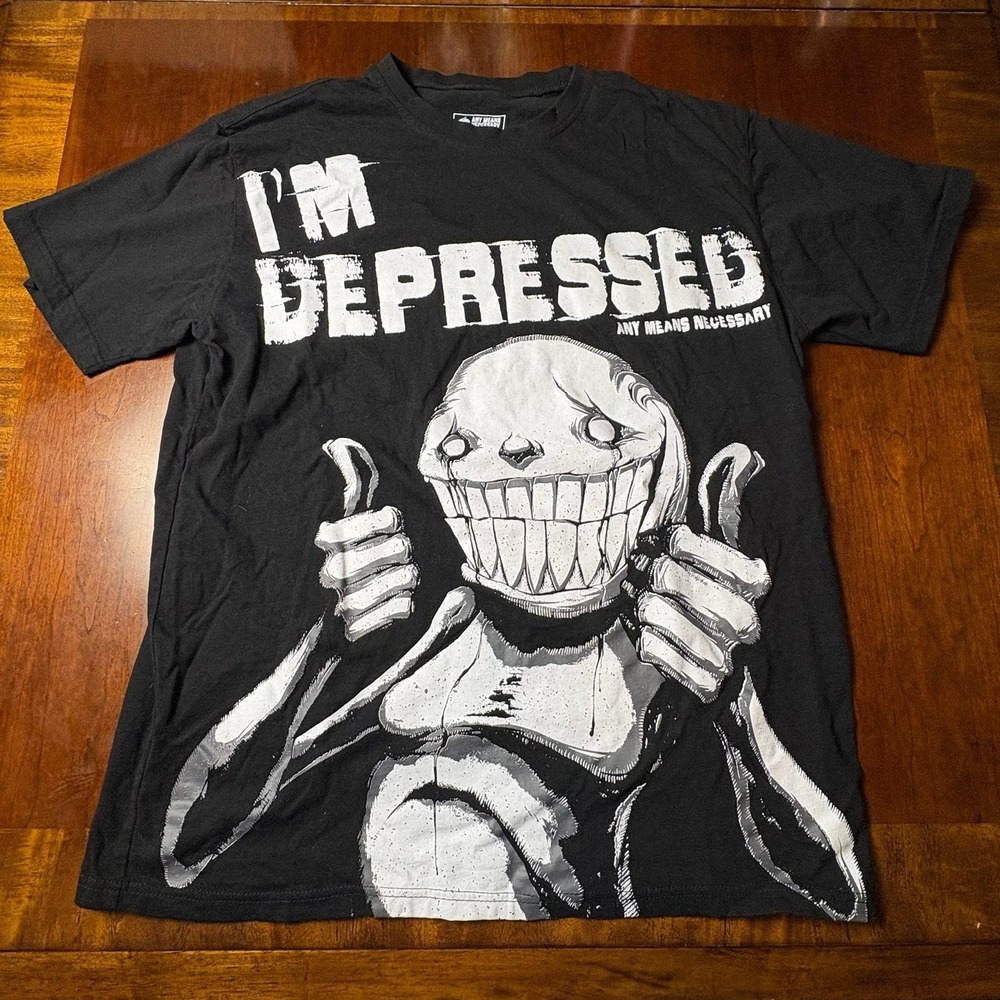 Any Means Necessary "I'm Depressed" Graphic T-Shirt Black XL